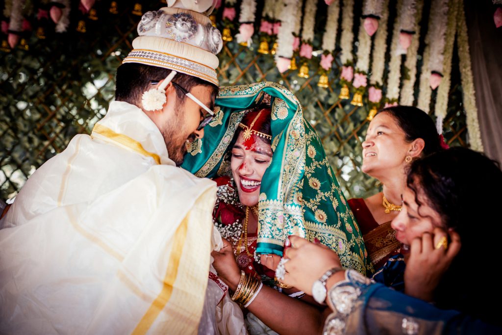 Traditional Indian wedding ceremony pavilion at Radhadesh, Château de Petite Somme, Belgian Ardennes