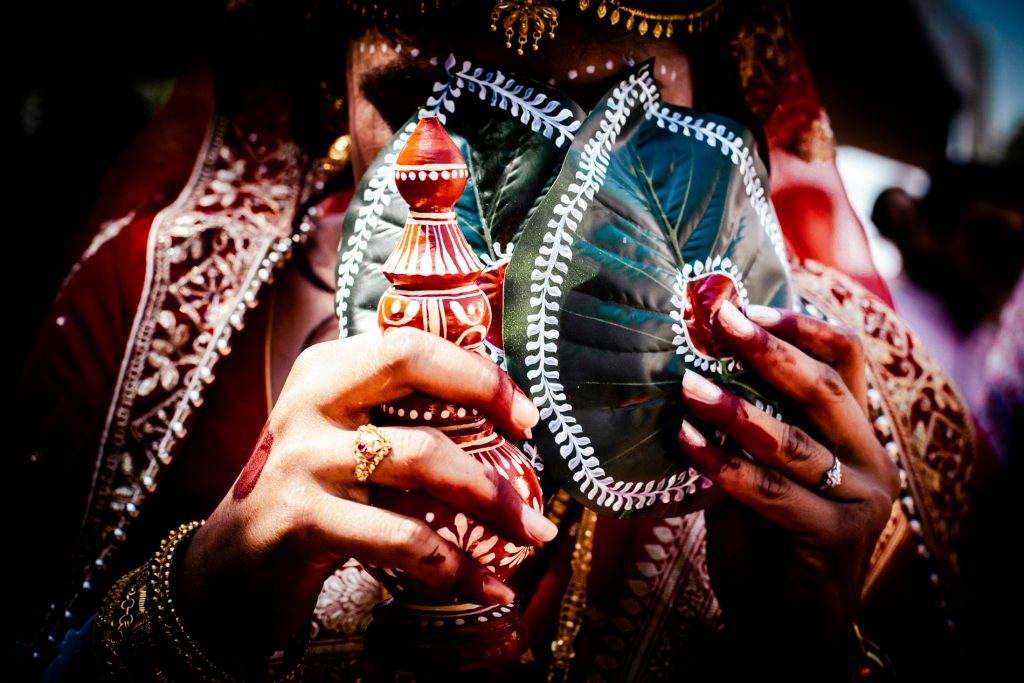 Detail traditional Indian wedding attire at Radhadesh, Château de Petite Somme, Shubho Drishti